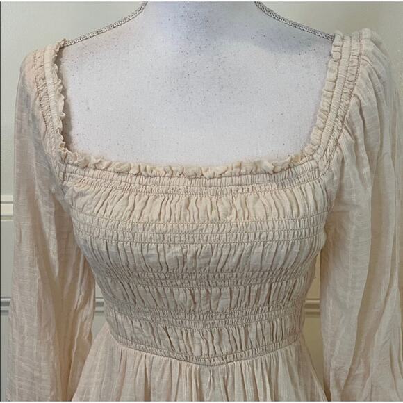 American Eagle elegant cream cotton long sleeve mini dress size small. - Picture 3 of 10